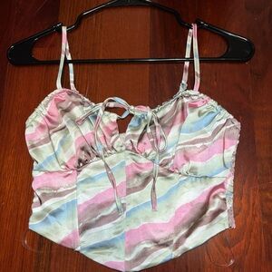 PacSun LA Hearts colorful corset crop top